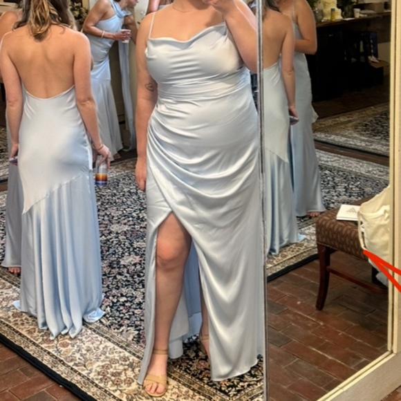 Lydia Matte Satin Dress -  1X / MIST BLUE - Picture 3 of 7